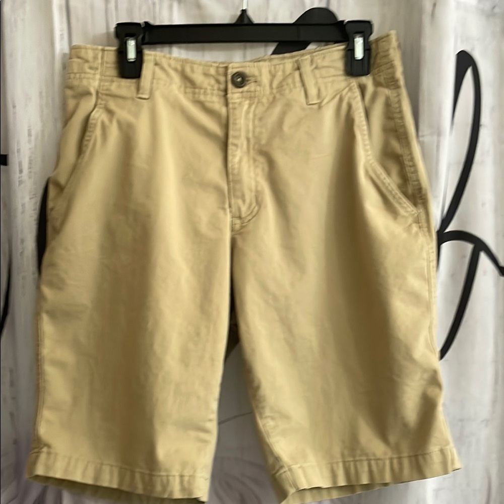 True Craft Men's Beige Flat Front Shorts